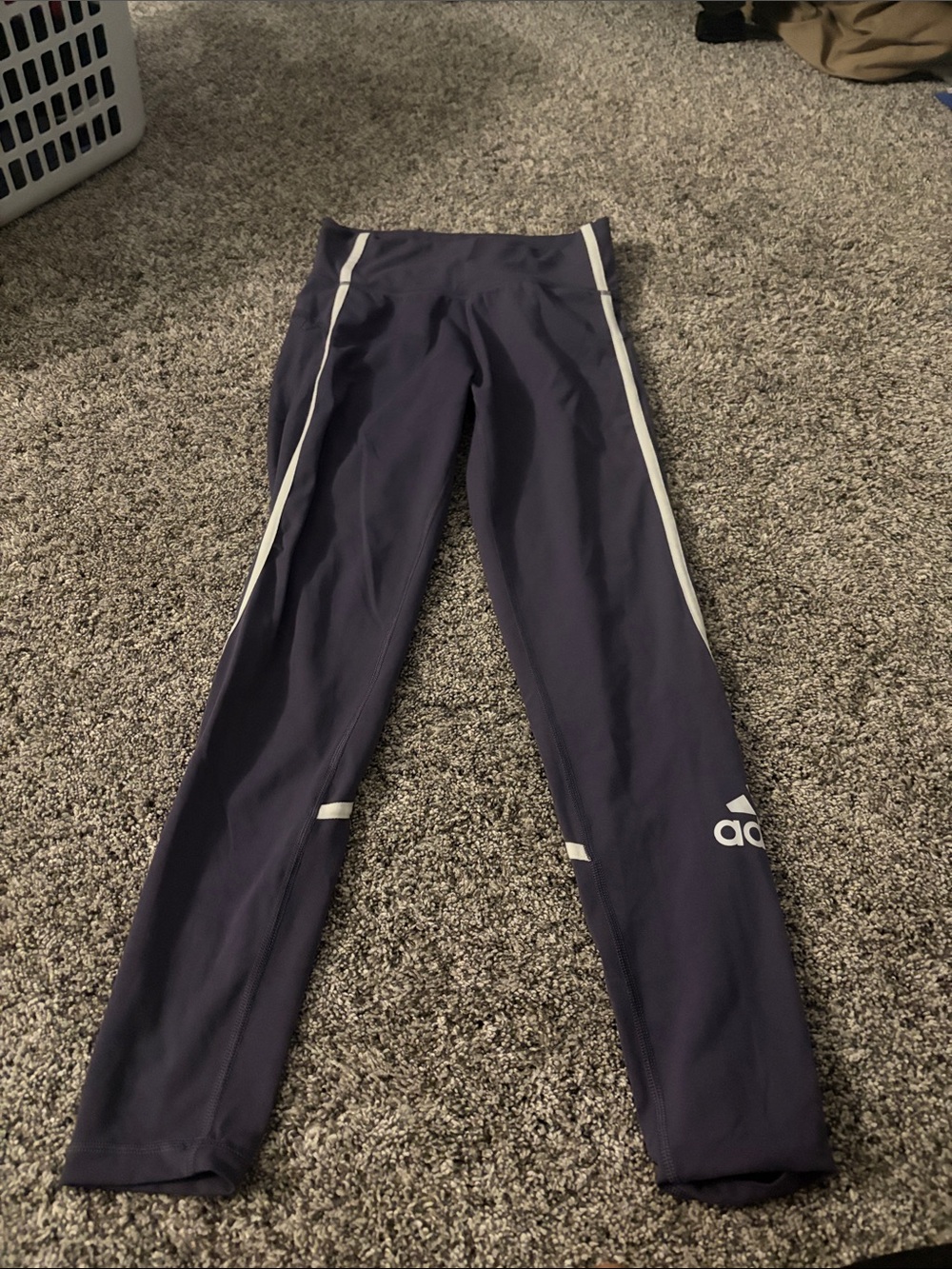 adidas purple Leggings with White Side Stripes